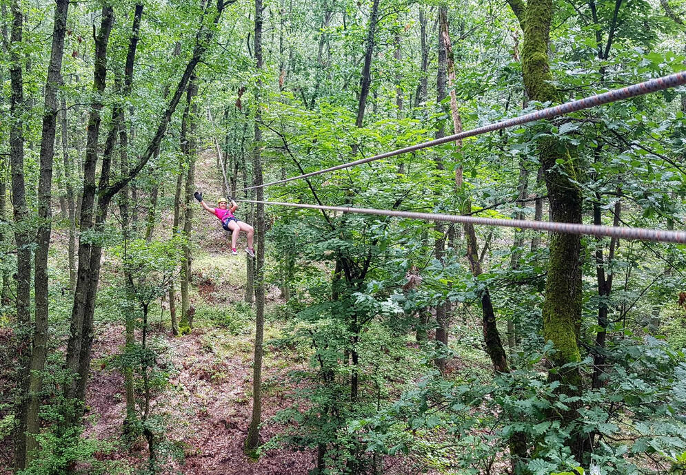 tiroliană prin pădure